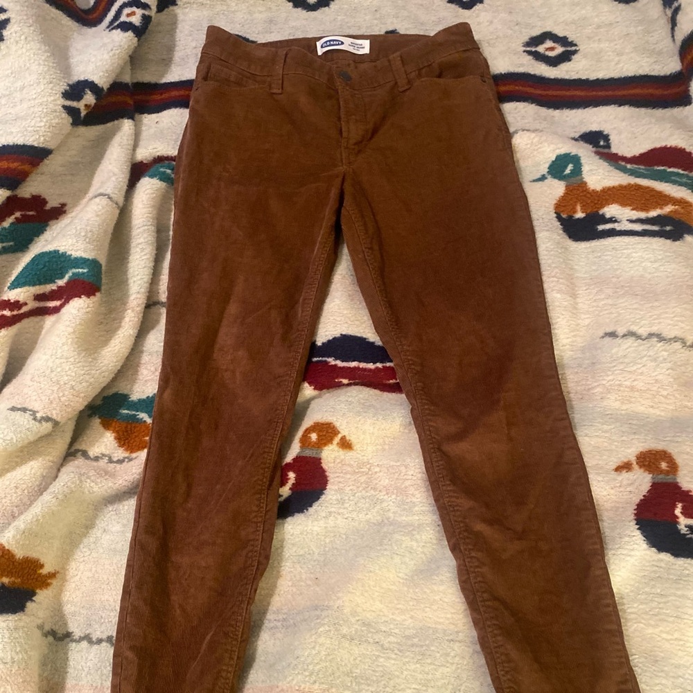 Like new brown skinny leg corduroy pants